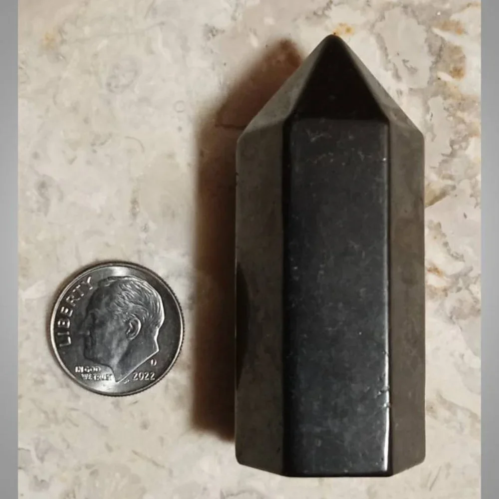 One SHUNGITE rock stone crystal TOWER purification : CHAKRA : insomnia
